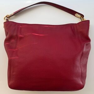 Micheal by Micheal Kors Fulton dark red pebbles leather shoulder bag